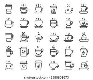 Coffee cup line art 50 icon set ideas (2)