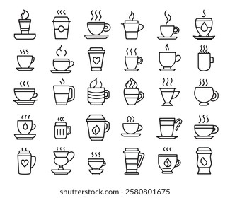 Coffee cup line art 50 icon set ideas (1)