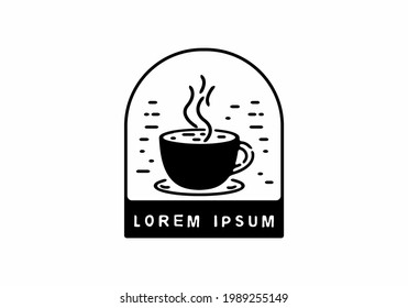 Coffee cup line art badge design