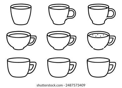 Coffee cup line art design style