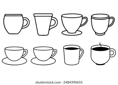 Taza de café Línea de arte Naturaleza inspirada en el dibujo artístico del café