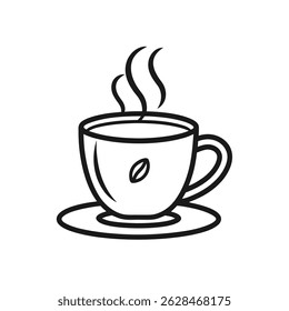 coffee cup line art on the white background