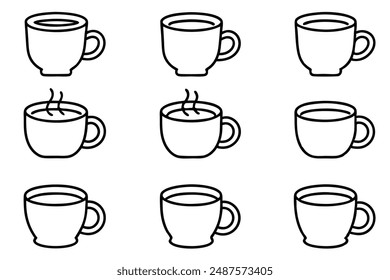 Coffee cup line art pen sketching