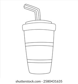 coffee cup line art vector illustration in the white background