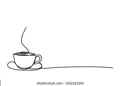 Coffee Cup. Line Drawing Style. Vector Design.