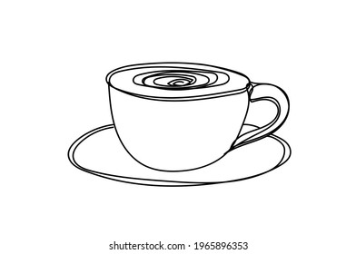 taza de café, estilo de dibujo de línea, diseño vectorial