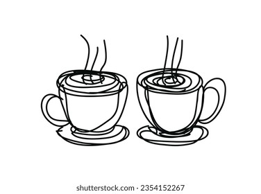 Kaffeetasse , Strichzeichnung, Strangzeichnung , Bauingenieur, Vektorgrafik