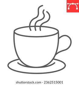 Coffee cup line icon, cappuccino and drink, tea cup vector icon, vector graphics, editable stroke outline sign, eps 10.