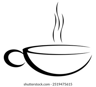 Coffee Cup Line Icon. Editable Stroke. For Mobile, Web and banner. In logo form.  coffee breakfast illustration, flat vector. part 1