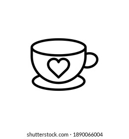 Coffee cup line icon with heart. simple design editable. Design template vector