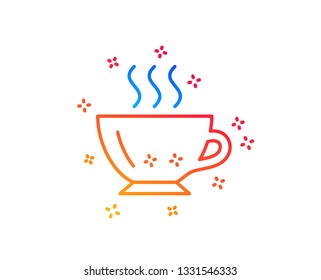 Coffee cup line icon. Hot drink sign. Cappuccino symbol. Gradient design elements. Linear coffee icon. Random shapes. Vector