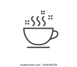Coffee cup line icon. Hot cappuccino sign. Tea drink mug symbol. Quality design element. Linear style coffee cup icon. Editable stroke. Vector