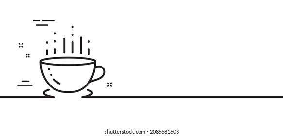 Coffee cup line icon. Hot tea drink sign. Hotel service symbol. Minimal line illustration background. Coffee cup line icon pattern banner. White web template concept. Vector