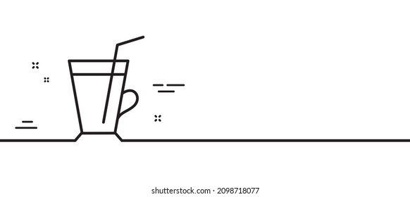 Coffee cup line icon. Hot latte sign. Tea drink mug symbol. Minimal line illustration background. Coffee cup line icon pattern banner. White web template concept. Vector