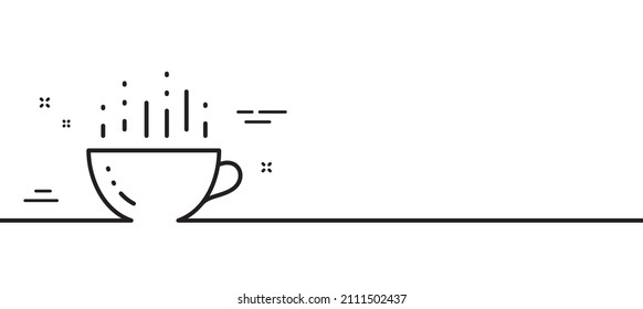 Coffee cup line icon. Hot cappuccino sign. Tea drink mug symbol. Minimal line illustration background. Coffee cup line icon pattern banner. White web template concept. Vector