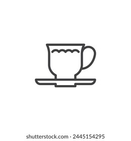 Coffee Cup line icon. linear style sign for mobile concept and web design. Coffee cup and saucer outline vector icon. Symbol, logo illustration. Vector graphics