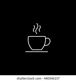 Coffee Cup Line Icon On Black Background