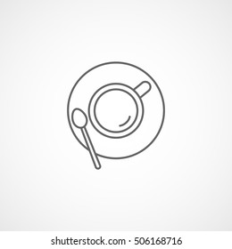 Coffee Cup Line Icon On White Background