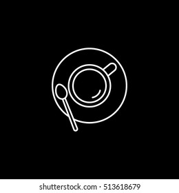 Coffee Cup Line Icon On Black Background
