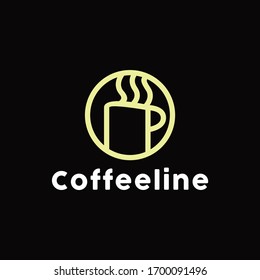 Coffee Cup Line Coffee Logo Design Vektorillustration Vorlage mit Modernem Outline Konzept Stil.