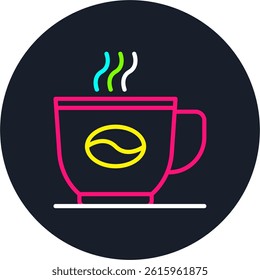 Coffee Cup Line Multi Colour Circle