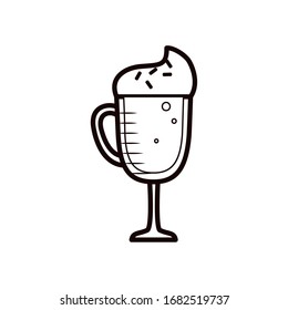 Coffee cup line style icon design of time drink breakfast beverage shop morning store aroma and caffeine theme Vector illustration