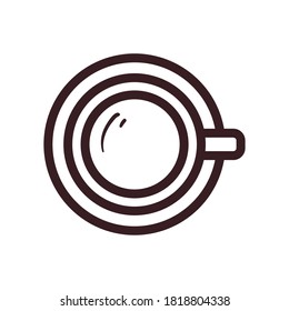 Coffee cup line style icon design of time drink breakfast beverage shop morning store aroma and caffeine theme Vector illustration