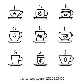 Coffee cup line web icons. Disposable coffee cup. vector	