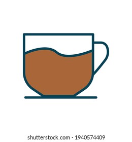 Coffee cup lineal color icon on white background. Editable stroke. Design template vector