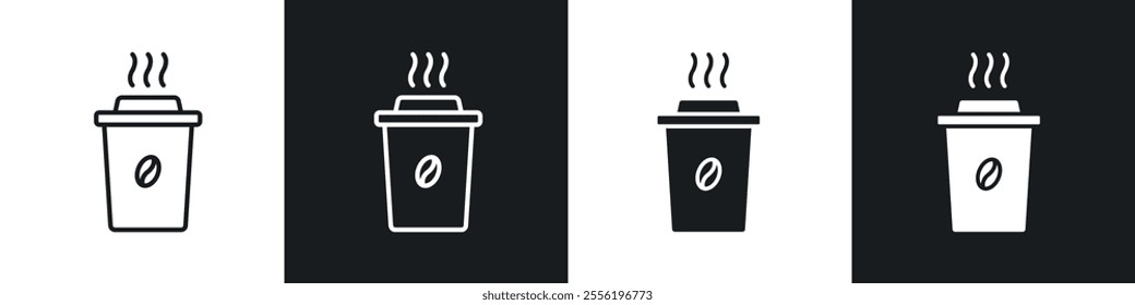 coffee cup linear icon set for app, and web design.