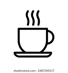 Coffee cup linear logo mark in black and white