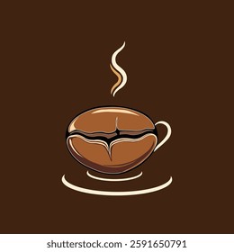 Coffee cup logo with coffee bean icon suitable for your logo or design element