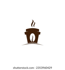 Coffee cup logo with coffee beans in the middle