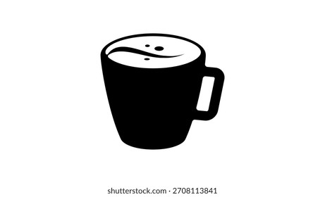 Logo de la taza de café, silueta aislada negra