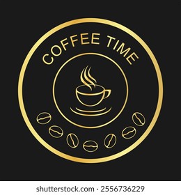 Coffee cup logo. Black coffee shop label. Vector coffee logo  