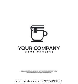 coffee cup logo with book abstract in modern style