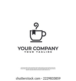 coffee cup logo with book abstract in modern style