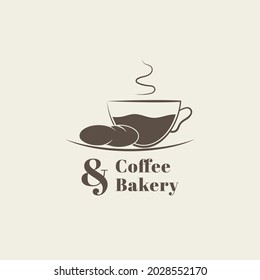 coffee cup logo and bread bakery retro vintage style logo, badge, emblem vector symbol icon design concept inspiration idea illustration