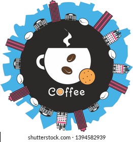 Coffee cup logo, cafe, vector image, arabica, latte, cappucino