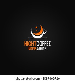 Concepto del logo del café. Diseño de café nocturno con fondo negro