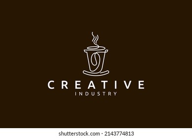 logotipo de taza de café con un diseño continuo de una línea