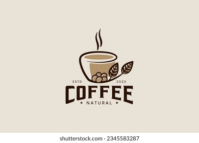 Logo-Design des Kaffeetassen mit Bohnensymbol für kreative Linien