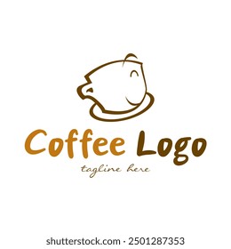 Coffee cup logo design for cafe restaurant. Vector template stock illustration.