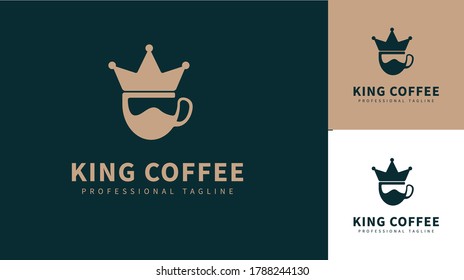 Diseño del logo de la copa de café combinado con la corona. vector