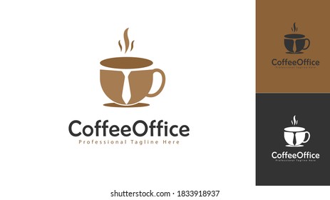 The coffee cup logo design combined with the tie symbolizes the office. You can use it for the coffee shop logo. vector