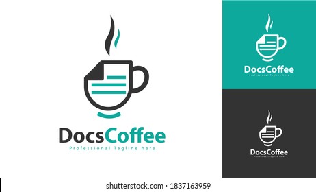 Coffee cup logo design combined with worksheet. You can use it for coffee shop logos or creative logos. vector