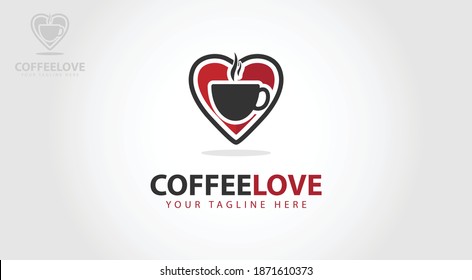 Coffee cup logo design combined with love. You can use it for a coffee shop logo with a love theme. vector