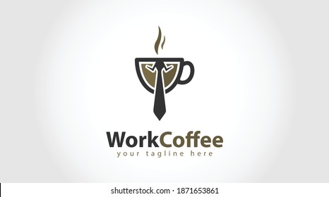 Coffee cup logo design combined with tie. You can use it for a coffee shop logo with a tie or office theme. vector