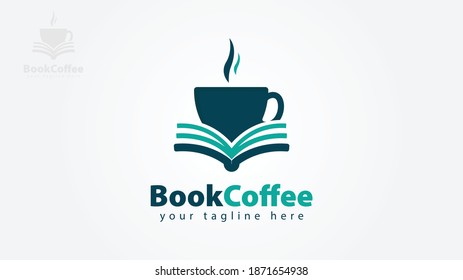 Coffee cup logo design combined with book. You can use it for coffee shop logos with book and library themes. vector