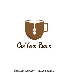 Coffee cup logo design combined with tie. You can use it for a coffee shop logo with a tie or office theme. vector